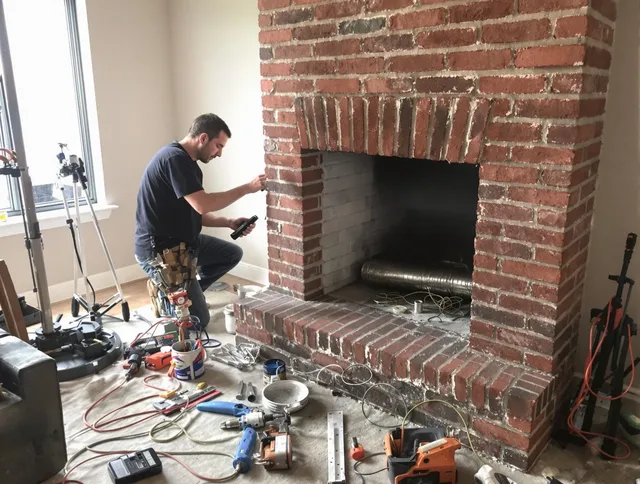 Tolland Chimney Sweep specialist finalizing chimney liner service in Tolland, CT