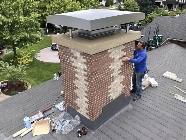 Tolland Chimney Sweep team working on a custom chimney remodel in Tolland, CT