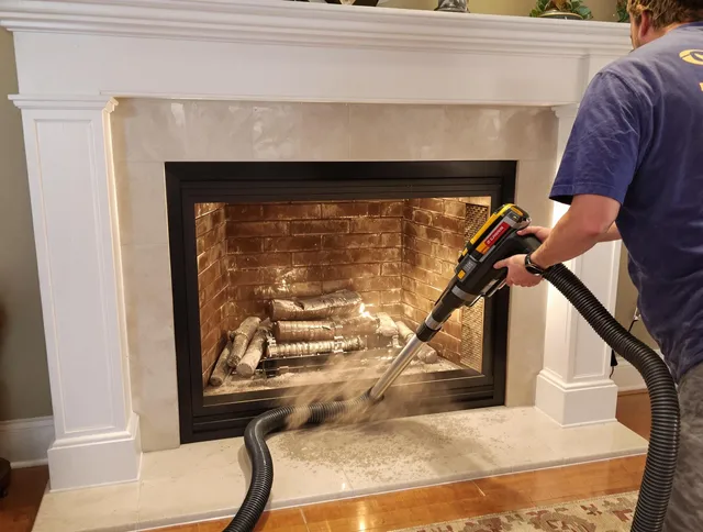 Fireplace cleaning performed by Tolland Chimney Sweep in Tolland, CT