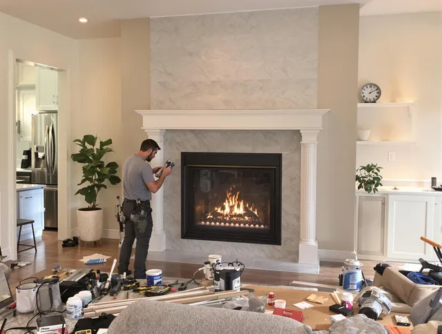 Newly installed fireplace by Tolland Chimney Sweep in Tolland, CT